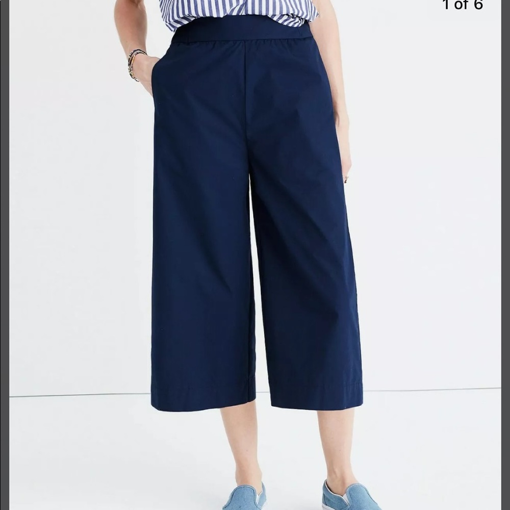Madewell Blue Mayfield Cotton Culottes Wide Cropped Pull on Pants XS